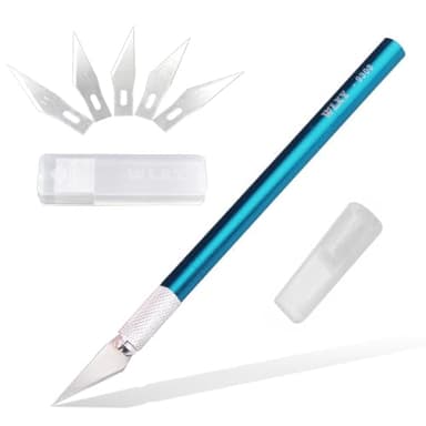 Kimlontonアートナイフプロ デザインナイフ 彫刻刀 細工用カッター (替え刃5枚) 6点セット 切り絵 消しゴム はんこ 美術用品 プラモデル用工具