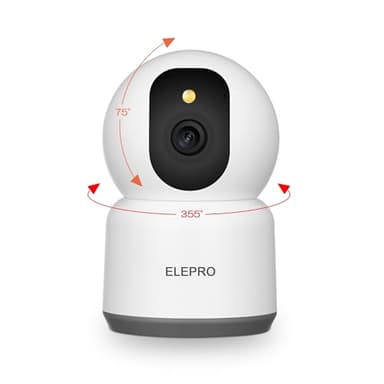 【500万画素・2.4と5G WiFi対応】ELEPRO ペットカメラ 見守りカメラ (1080Pより鮮明 2.4Gよりスムーズ カラーナイトビジョン PTZ 自動追尾 スマホで見れる 動体検知 プッシュ通知 音声やライト警告）防犯カメラ セキュリティカメラ 監視カメラ ベビーモニター ベビーカメラ 室内用ネットワークカメラ 玄関カメラ ワイヤレスカメラ ホームカメラ