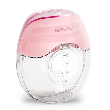 KISSBOBO 搾乳機 電動, 軽量で薄型、 手なしの電気胸ポンプ、きれいになること容易快適および便利，お母さんに最適（ピンク/1個）