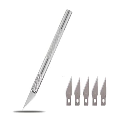 アートナイフ 替え刃5枚付き 精密カッター プラモデル・切り絵・消しゴムはんこ用 デザインナイフ