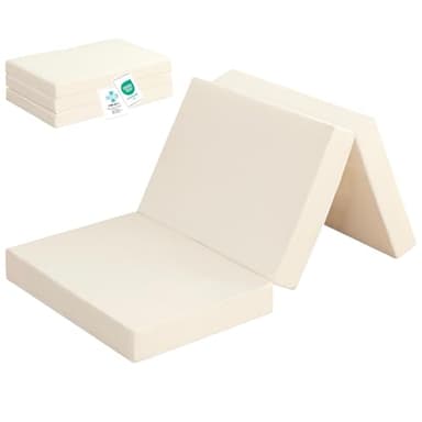 Keusnix マットレス シングル 極厚10cm 高反発マットレス 三つ折り 「しっかりと支える190N」 折り畳み ベッドマット 凹凸加工 体圧分散 ピーチスキンカバー オールシーズン 敷き布団 【防臭 消臭炭加工】 洗えるカバー 圧縮梱包 97×195×10cm アイボリー