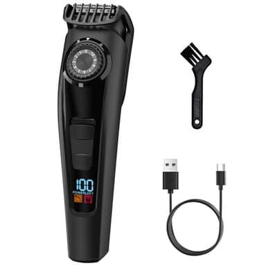 ヒゲトリマー メンズ 髭トリマー USB-C急速充電 髭剃り LEDディスプレイ ひげトリマー 自動研磨 残量表示 バリカン 髭 もみあげ 襟足 業務用 家庭用