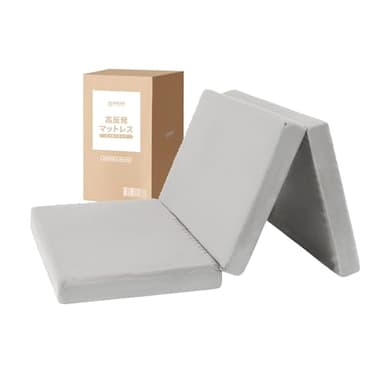 クモリ(Kumori) 三つ折りマットレス シングル 厚さ10cm 高反発 硬さ180N やや硬め 軽量 高密度 敷布団 ベッドマット マットレストッパー 腰痛 体圧分散 通気性 姿勢サポート 寝返り軽減 睡眠改善 滑り止め加工 折り畳み ウレタンフォーム カバー洗える (195×97×10cm・グレー)