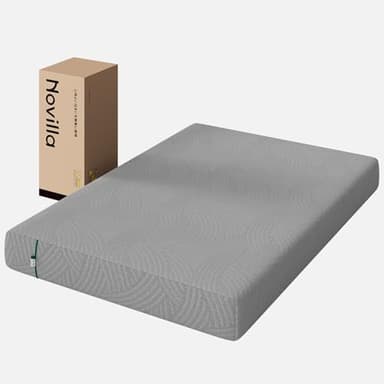 Novilla Green Tea マットレス クイーン やや硬め 厚さ21cm 緑茶成分 3層構造 竹炭入り 吸湿脱臭 高反発マットレス 高密度ウレタン ジェルメモリーフォーム 寝姿記憶 湿気調整 体圧分散 ベッドマットレス 寝返りサポート 通気性 底付き感無し 敷布団 高耐久性 圧縮梱包 グレー 160×195×21cm