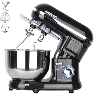 KALELAISU スタンドミキサー 5.5L大容量 ダブル攪拌フック同時作動設計 99分タイマー機能 4種類アタッチメント付き パンこねき機 七段階速度調節 一台三役 「練る」「混ぜる」「泡立てる」 家庭用 業務用 1200Wハイパワーモーター 卓上型ミキサー 業務用ミキサー キッチンエイド stand mixer