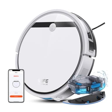 ILIFE(アイライフ) ロボット掃除機 お掃除ロボット 自動掃除機 3000Pa強力吸引 2in1 ダストボックス＆ウォータータンク 吸引と水拭きを同時に 120分間連続稼働 カーペットブースト モップ付き ブラシレスモーター Wi-Fi/アプリ対応 静音設計 自動充電 落下防止 衝突防止 V3x