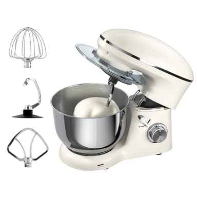 EC Hometec スタンドミキサー 5.5L大容量 業務用ミキサー 混ぜる・練る・泡立てる 3種類アタッチメント付き 6段階スピード 家庭用 業務用 卓上ミキサー お菓子 や生地 やパン作りに