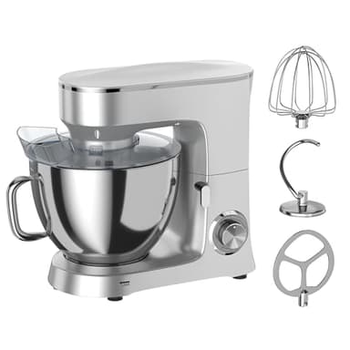 Xverycan スタンドミキサー 8L大容量 業務用 家庭用 パンこね機 600W ハイパワー 6段階スピード 卓上ミキサー ホイッパー ドゥフック ビーター付き お菓子作り・パン作り対応 GTC認証