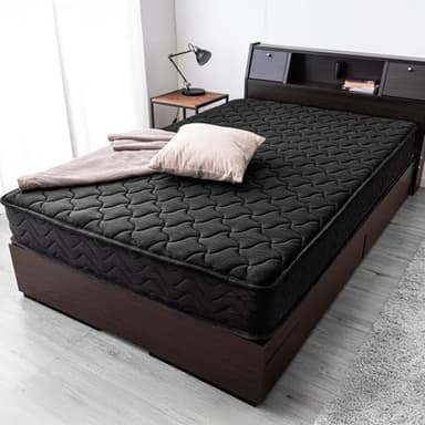 タンスのゲン マットレス シングル 極厚22cm 線径2.3mm 高密度 528個 ポケットコイル 通気性 3Dメッシュ 二層ウレタン ニット生地 シックハウス対策済 ベッドマットレス ブラック 17800006(114350)