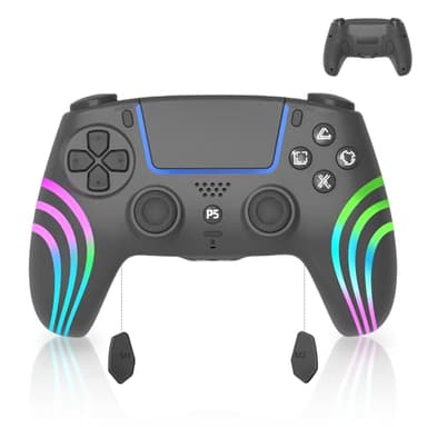 PS5 Pro/PS5 Slim/PS5用 コントローラー 【新登場】PS5/PC/Steam対応 ワイヤレス コントローラ 滑らかな操作感 Bluetooth接続 自動連射 マクロ機能 背面ボタン付き 二重振動 ジャイロセンサー機能 高耐久ボタン ヘッドフォンジャック付き Turbo連射 遅延なし プレステ5コントローラー/PC対応 (ブラック)