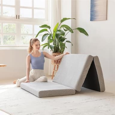 Wellflex マットレス シングル 3つ折り 両面使える 5年保証 二層式 高反発 190N + 低反発 90N 極厚10cm マットレス 折り畳み 体圧分散 通気性 ベッド用 敷布団 ベッドマット 洗えるカバー 収納袋付き 195*97*10CM