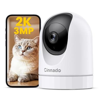 Cinnado【2025モデル】D1ペットカメラ300万画素 2K HD ベイビーモニター ワイヤレス屋内防犯 監視360度 ベビー 老人 ペット見守り 2.4GWi-Fi対応 スマホ対応 iphone対応 Alexa対応 動体検知 双方向音声通話 暗視撮影 録画可能 クラウド保存対応 白
