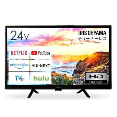 アイリスオーヤマ テレビ チューナーレス 24インチ ネット動画対応 スマートテレビ アンテナ配線不要 シンプル操作 一人暮らし LTL-24WG-F1 ブラック
