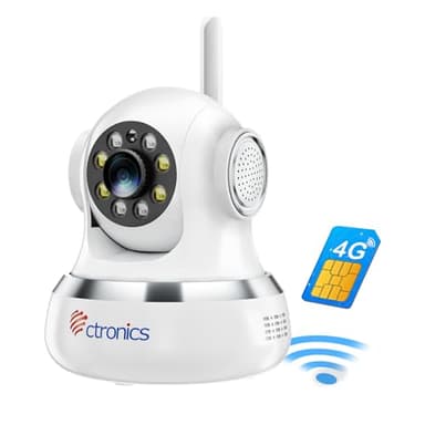 【 WiFi不要 4G LTE 】 Ctronics 防犯カメラ 自動追跡 見守りカメラ PC対応 ペットカメラ 24時間常時録画 スマート暗視 声光威嚇 SIMカード付属 300MBデータ体験 AI検知 アラーム通知 壁掛け/天井吊下げ パンチルト 家族共有/会話 クラウドストレージ・MircoSDカード対応 (４G回線のみでWifi無し)