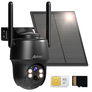 【wifi不要・SIM/SDカード内蔵】ANRAN 防犯カメラ 屋外 ソーラー 4Gカメラ lte通信 300万画素 360°広角撮影 wifiなくても使用可能 音光威嚇 双方向通話 家族共有 音声付き録画 農作物被害 獣害 不法投棄(32GB SDカード/SIMカード内蔵)通信データ有料