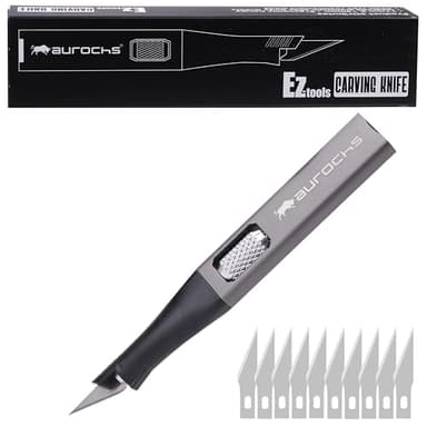 aurochs EZ-tools カービングナイフ 替刃 １０枚 デザインナイフ アートナイフ クラフトナイフ 細工用カッター 軽量 アルミニウム製 プラモデル 彫刻 切絵 （ガンメタリック）