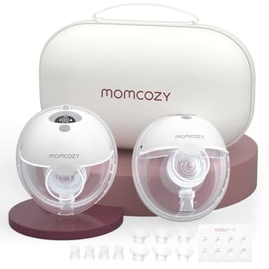 Momcozy M5 搾乳機 電動 着用式コードレスさく乳器 3モード・9段階吸引 軽量ポータブルタイプ お手入れ簡単 2個セット グレー