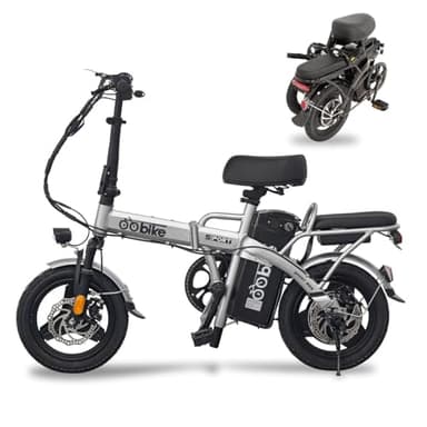 RIRAKIE(リラキエ) 電動アシスト自転車 シルバー 36V250W 折りたたみミニベロ 14インチ 36V10Ah大容量バッテリー 最大アシスト走行約100km 前輪サスペンション 前後ディスクブレーキ 5段階アシスト 2モード切替 耐荷重120kg 通勤・通学・街乗り向け 【100％完成車納品/メーカー保証1年間】