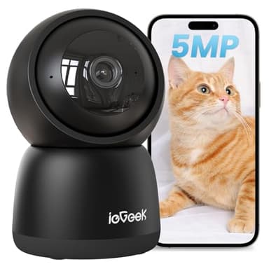 【360°自動定期見回り・500万画素】ペットカメラ 見守りカメラ ieGeek 可上下自動追尾 レンズのオフ可能 遠隔操作 双方向会話 PTZ機能 24時間録画 人体/モーション/音声検知 警報通知 家族共有 防犯カメラ 室内 Alexa対応 メモリカード/クラウド iphone/android対応 犬/猫/お年寄り ドーム型(ブラック)