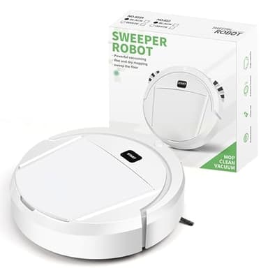 スマート掃除ロボット、ロボット掃除機とモップのコンボ、USB充電ミニ自動ロボット掃除機、木製フローリング、タイル、カーペット、大理石用の多機能掃除ロボット (White)