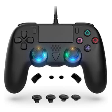 PS 5/PS 5 Pro/PS 5 Slim/PCに対応した有線コントローラ-高度な後退ボタンプログラミング/Turboを内蔵した有線コントローラ、フィンガ付き｜2つの高層、2つの中層（黒）