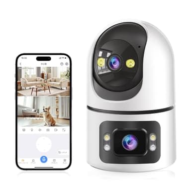 ELEOPTION ペットカメラ【2つのレンズ・360°全方位監視】防犯カメラ 1080p フルHD 見守りカメラ 300万画素 自動追尾 動体検知 赤外線暗視 双方向通話 スマホ通知 ベビーモニター 高齢者見守り 屋内Wi-Fiカメラ 防水/小型/家庭用/犬/猫 日本語説明書