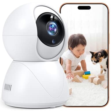 防犯カメラ 見守りカメラ 室内用 【2026改良型 映像・音声クリア】 ペットカメラ 録画録音機能付き iPhone対応 ネットワークWi-Fiカメラ 1080PフルHD 300万画素 室内防犯カメラ 夜間撮影 赤外線暗視 10m夜視 スマホ通知 双方向通話 動作検知 猫・犬 ドーム型カメラ スマホ対応 PC対応 64GB対応 (白色)