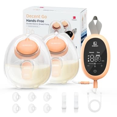 ウェアラブルハンズフリー搾乳器D6、ポータブル授乳ポンプ、3モード&9レベル、強力吸引目立たない低ノイズ電気母乳ポンプ、15-25mmダブルシールフランジ