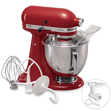 キッチンエイド(Kitchen Aid) 【国内正規輸入品】キッチンエイド Kitchen Aid スタンドミキサー KSM150+4.8Lボウル・フードグラインダー・注入用カバー付き エンパイヤレッド