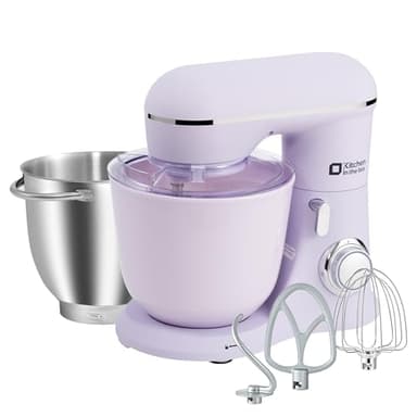 Kitchen in the box スタンドミキサー 4.5L+5Lダブルボウル 大容量 卓上ミキサー 10段階スピード調節 3種類アタッチメント付き 家庭用 業務用 こねる/混ぜる/泡立てる パープル
