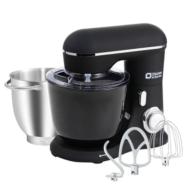 Kitchen in the box スタンドミキサー 4.5L+5Lダブルボウル 大容量 卓上ミキサー 10段階スピード調節 3種類アタッチメント付き 家庭用 業務用 こねる/混ぜる/泡立てる ブラック