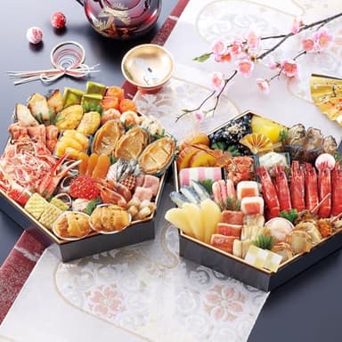 【冷蔵 盛付済 おせち 解凍不要】京都祇園 料亭「岩元」監修六角二段 海宝箱 [6角2段重 48品目 約4人前] 12/30日お届け※内容は昨年の情報